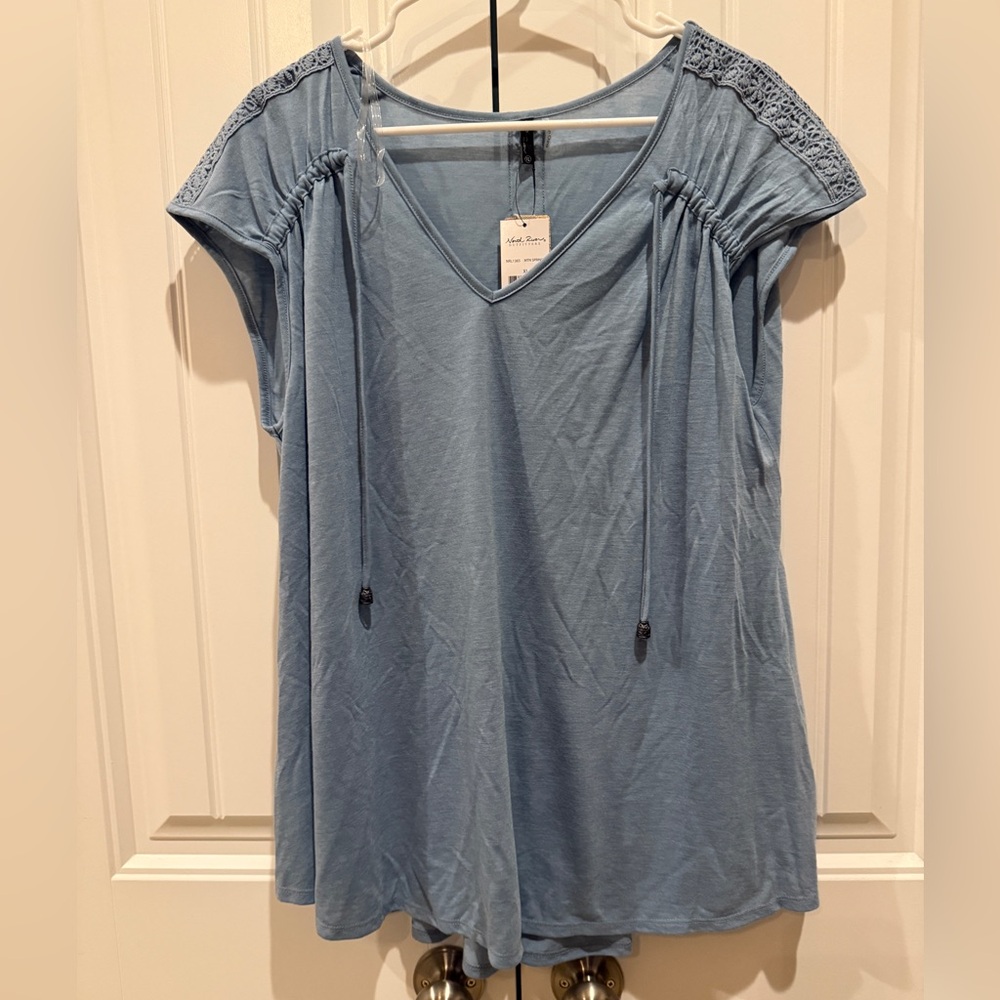 Blue Women's Top-Cap Sleeve-NWT